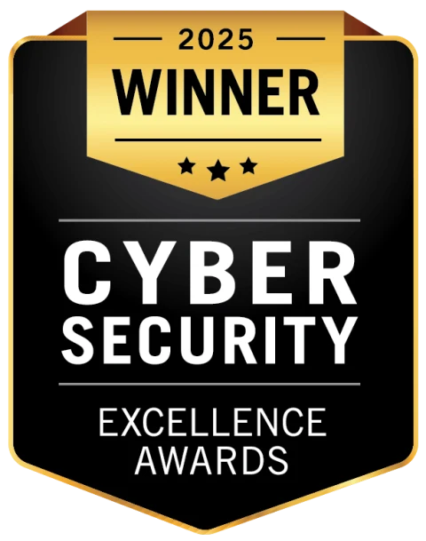 Cybersecurity Excellence Awards 2025 gold winner badge.